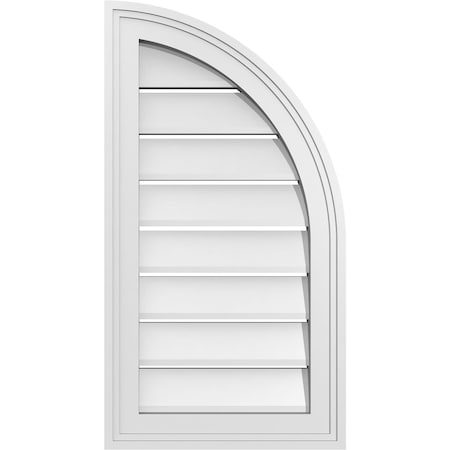 Ekena Millwork Quarter Round Top Right Surface Mount PVC Gable Vent w/ 2"W x 2"P Brickmould Sill Frame, 14"W x 26"H GVPQR14X2603SF